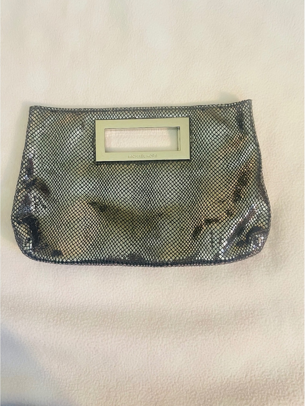 Michael Kors Metallic Black Mesh Clutch